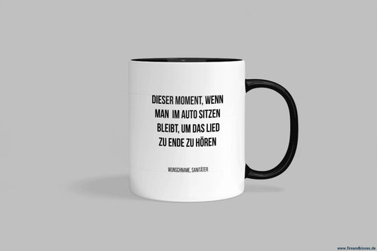 Fun-tasse „sanitäter“ – dieser moment wenn man im auto sitzen bleibt - schwarzer henkel & rand - tasse fun-tasse