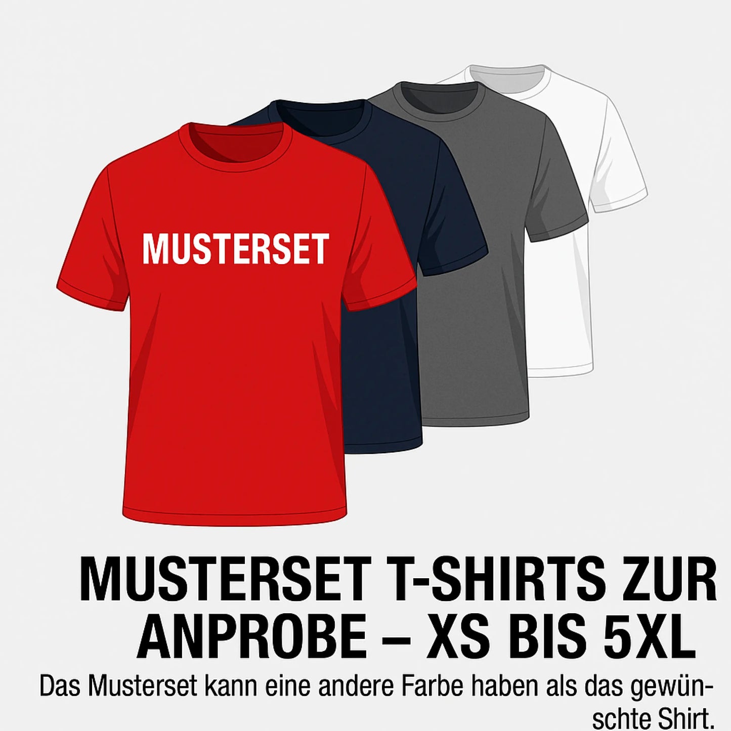 Musterset t-shirts zur anprobe – xs bis 5xl - t-shirts anprobe xs 5xl
