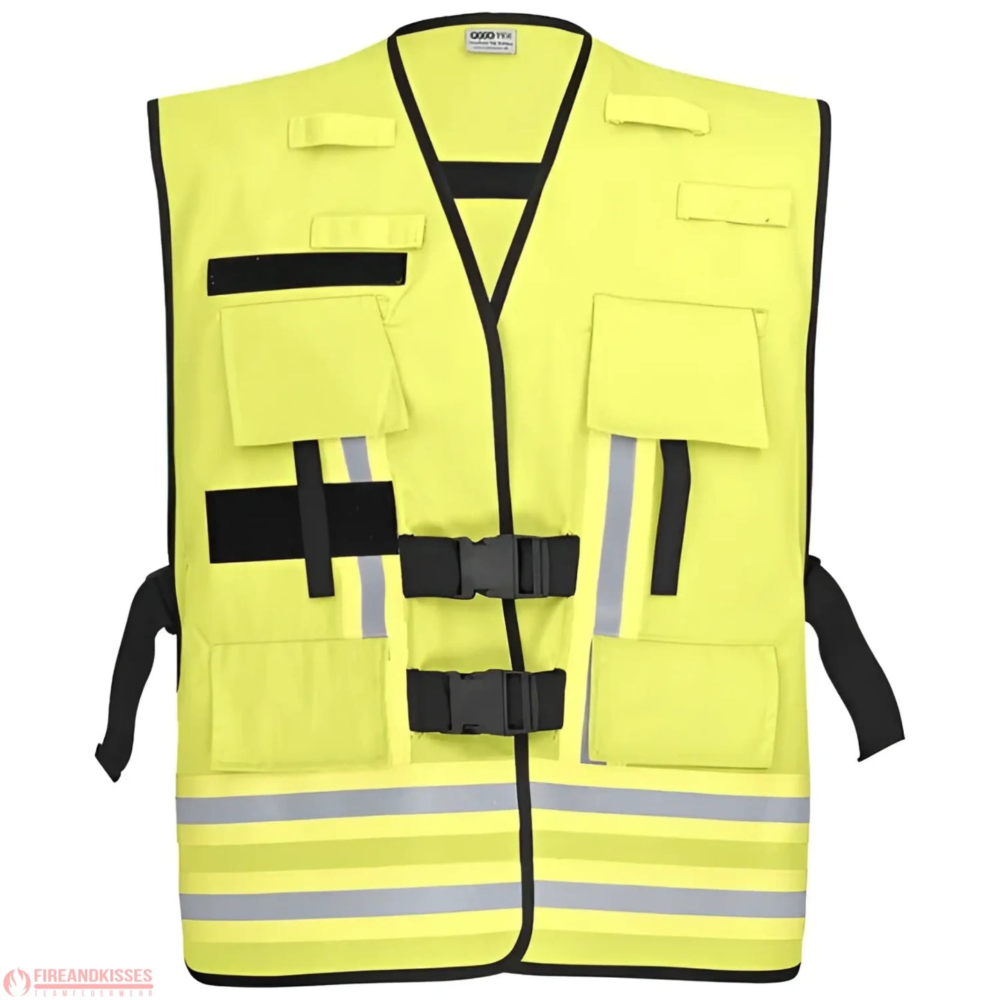 Pacotex funktionsweste / kennzeichnungsweste gelb inklusive 2 x rückenschild & 1 brustschild gelb matt - funktionsweste