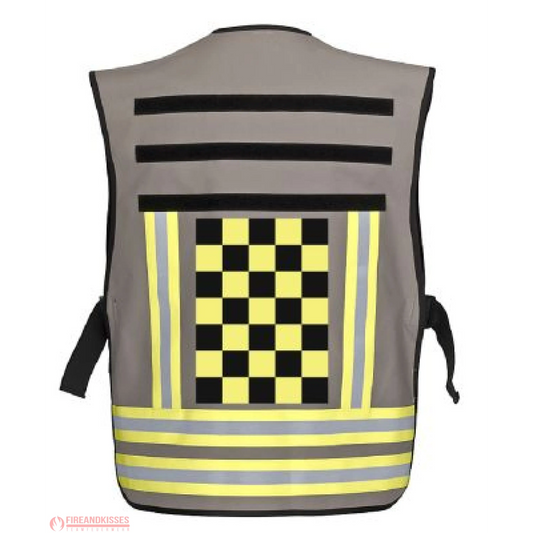 Pacotex® funktionsweste – grau mit gelb-schwarzem karomuster | flugbetrieb & einsatzleitung - weste