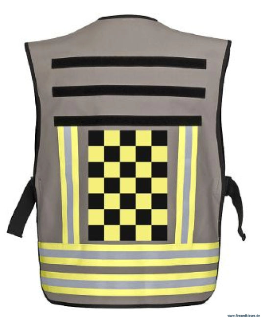 Pacotex® funktionsweste – grau mit gelb-schwarzem karomuster | flugbetrieb & einsatzleitung - weste