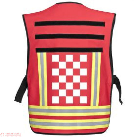Pacotex® funktionsweste – rot mit weißem karomuster | feuerwehr-einsatzleitung niedersachsen - feuerwehr weste