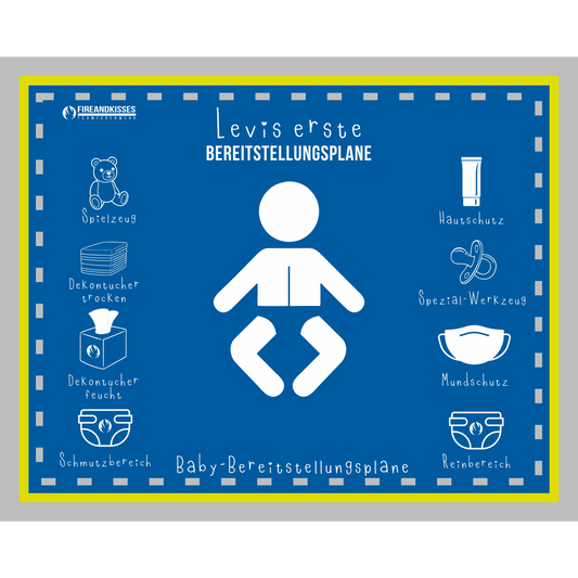 Personalisierbare polizei-babyauflage „bereitstellungsplane’ – wickelunterlage mit namen - bereitstellungsplane name