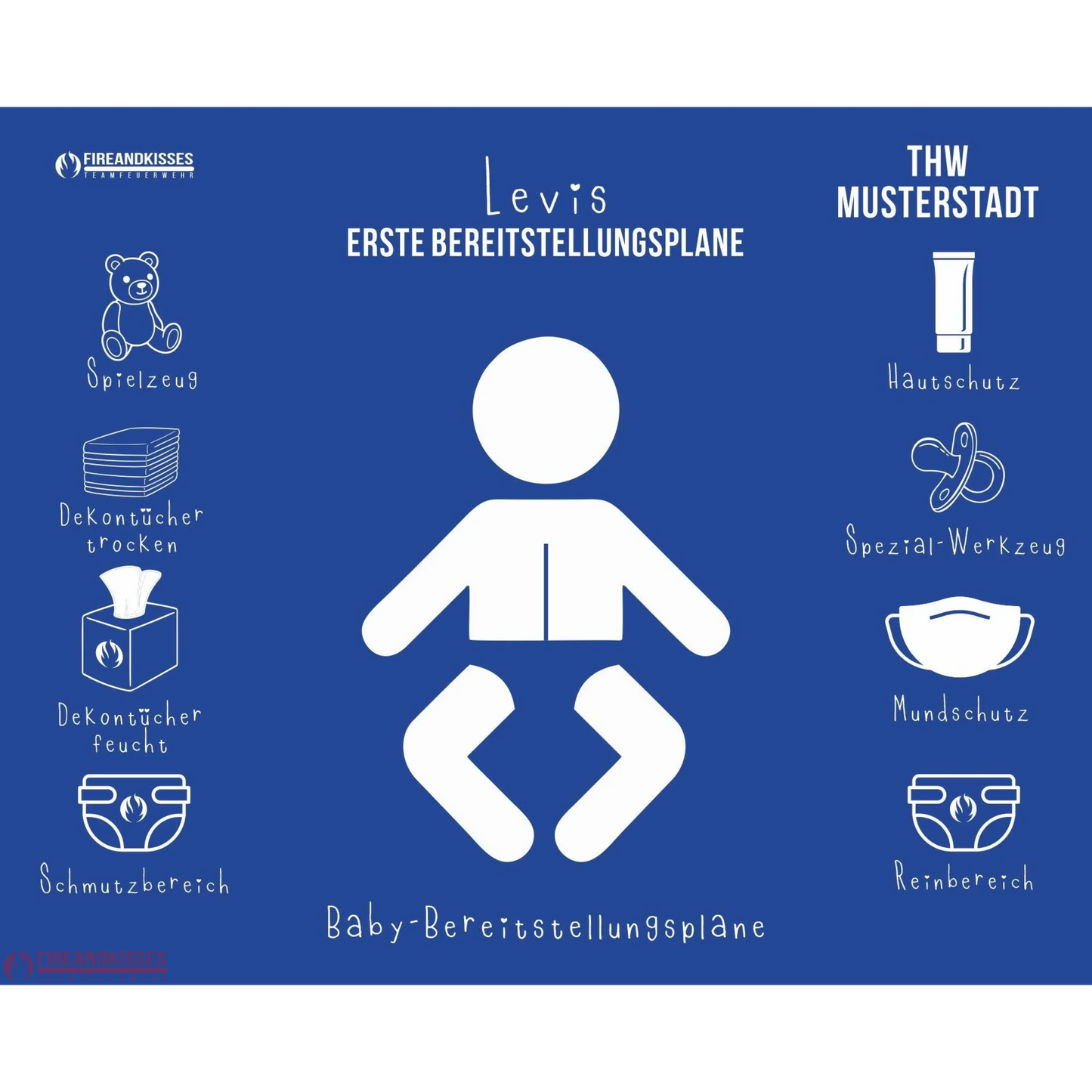 Personalisierbare thw-babyauflage „bereitstellungsplane“ – wickelunterlage mit namen - bereitstellungsplane name