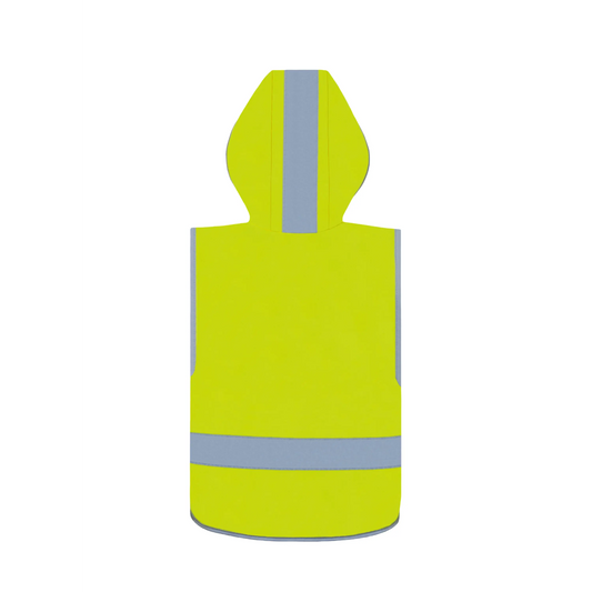 Personalisierbare warnweste kinderfeuerwehr mit kapuze – leuchtgelb - warnweste kinderfeuerwehr kapuze