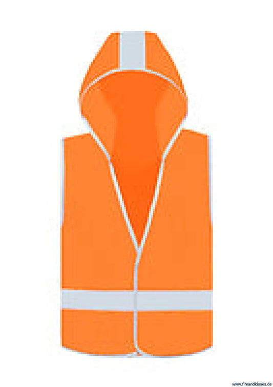 Personalisierbare warnweste kinderfeuerwehr mit kapuze – leuchtorange - warnweste kinderfeuerwehr kapuze