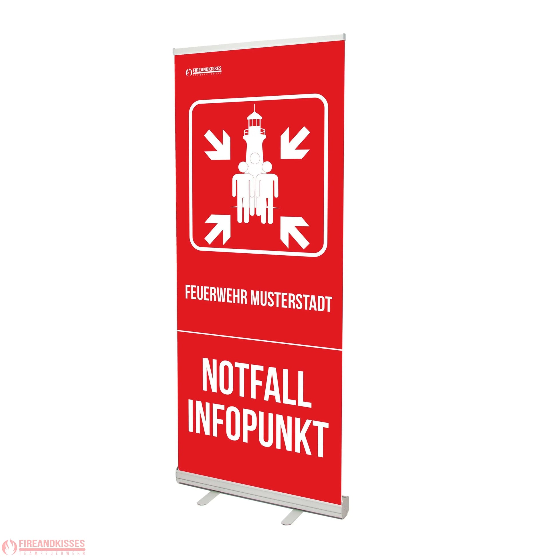 Personalisiertes rollup-banner notfall-infopunkt standard sammelstelle feuerwehr blackout stromausfall - basic