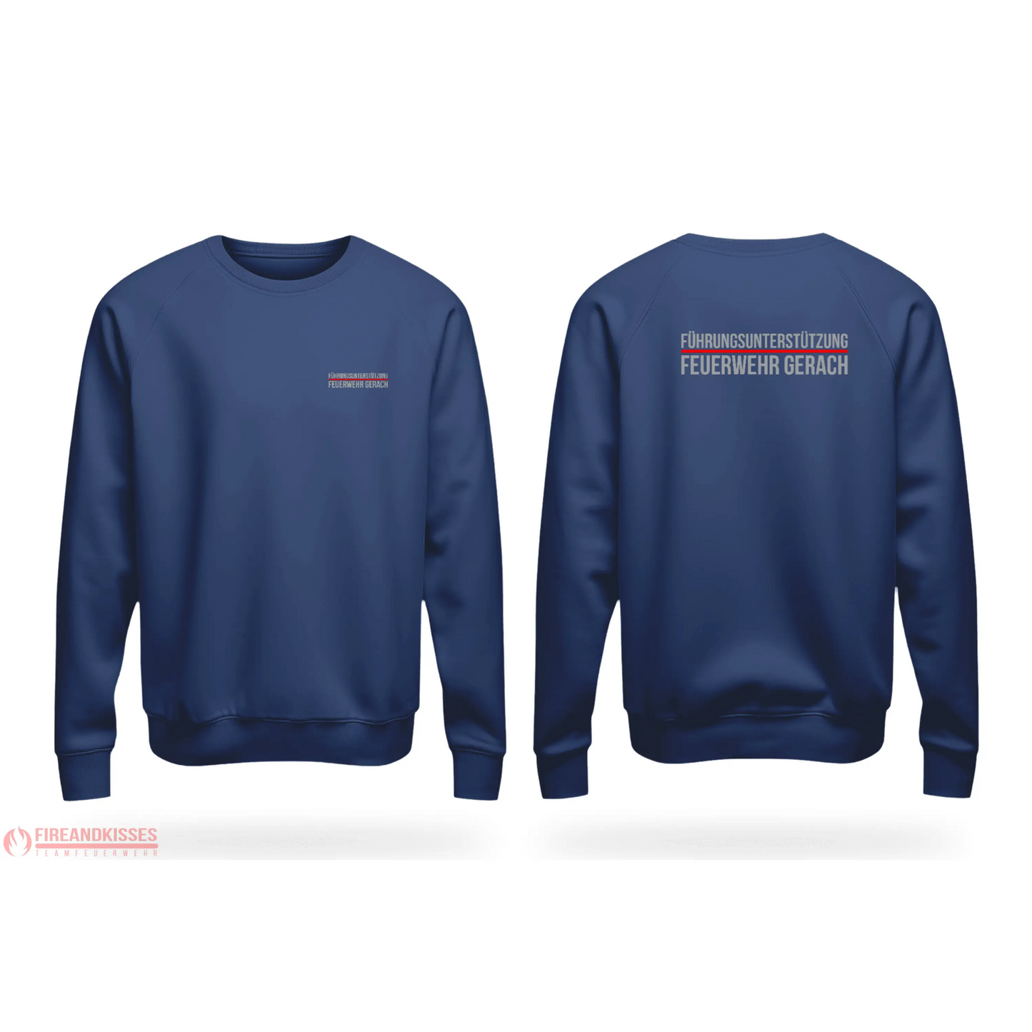 Sweater navy führungsunterstützung model gerach rot individuell bedruckt mit deiner feuerwehr - t-shirt navy