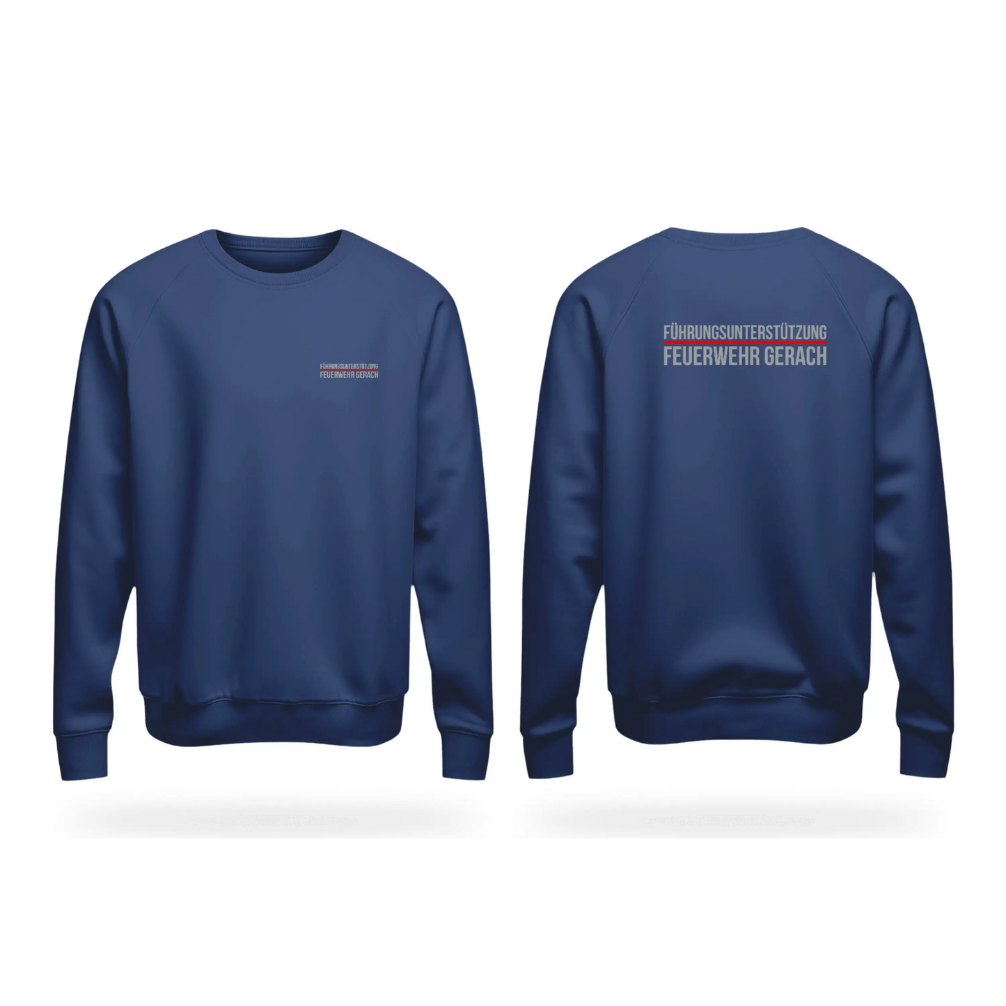 Sweater navy führungsunterstützung model gerach rot individuell bedruckt mit deiner feuerwehr - t-shirt navy