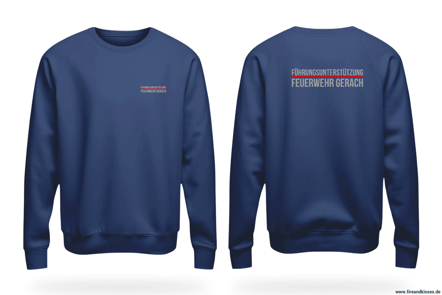 Sweater navy führungsunterstützung model gerach rot individuell bedruckt mit deiner feuerwehr - t-shirt navy