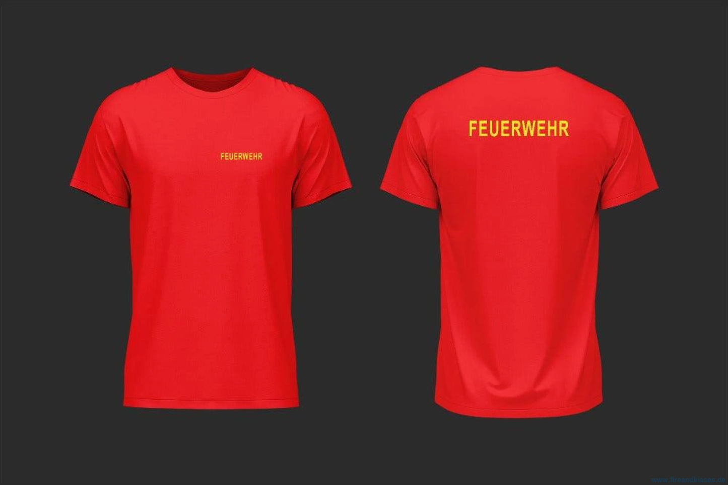 T-shirt feuerwehr rot – 100 % baumwolle bedruckt - unsere günstigen klassiker! - xs / neongelb - t-shirt feuerwehr rot