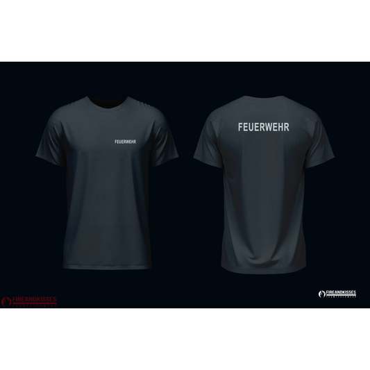 T-shirt feuerwehr schwarz – 100 % baumwolle bedruckt - unsere günstigen klassiker! - xs / reflex - t-shirt feuerwehr