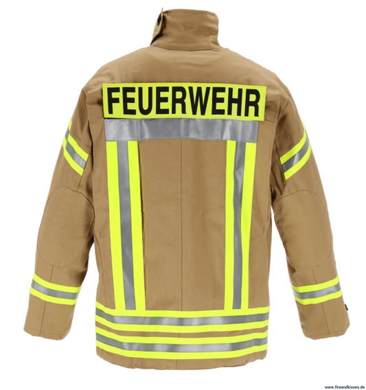 THL Einsatzjacke Baumwolle FR Proban - Technische Hilfeleistung Feuerwehrjacke EN 16689 Gold Kurz Größen