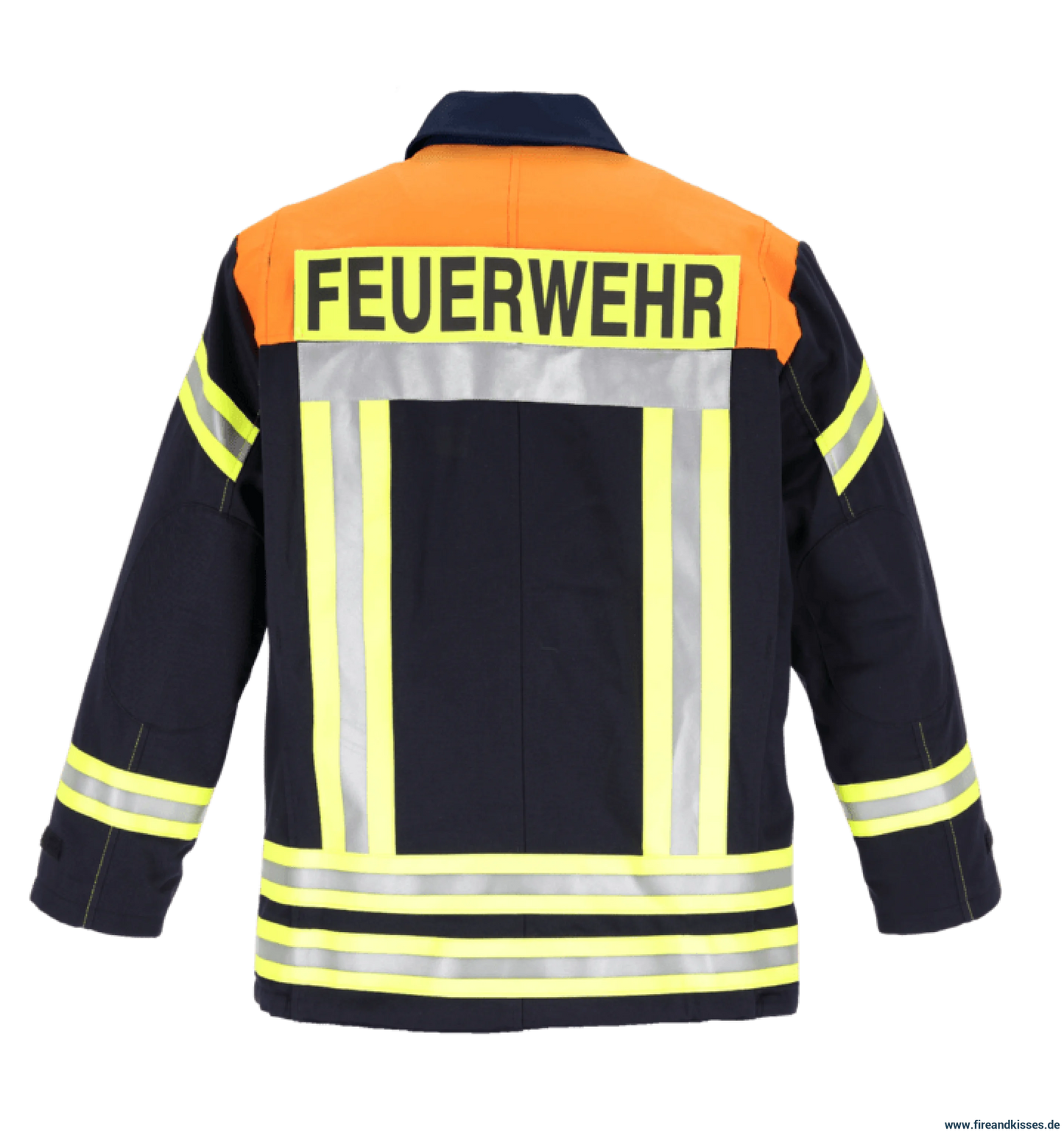 THL Einsatzjacke Kermel/Viskose/Elasthan - Technische Hilfeleistung Feuerwehrjacke EN 16689 Schwarzblau/Leuchtorange Normale Größen