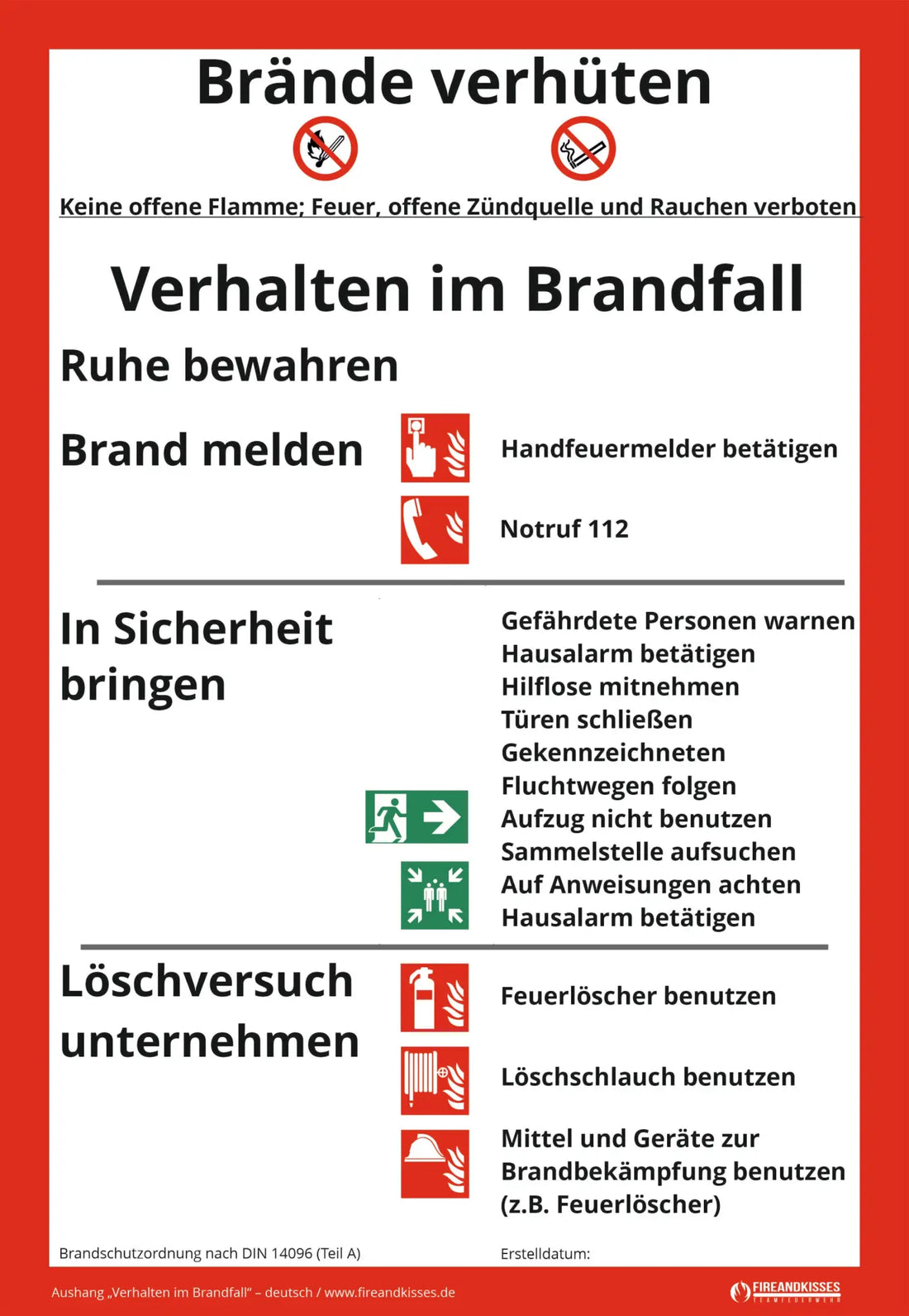 Kostenloser download: brandschutzhinweise nach din 14096 (teil a)
