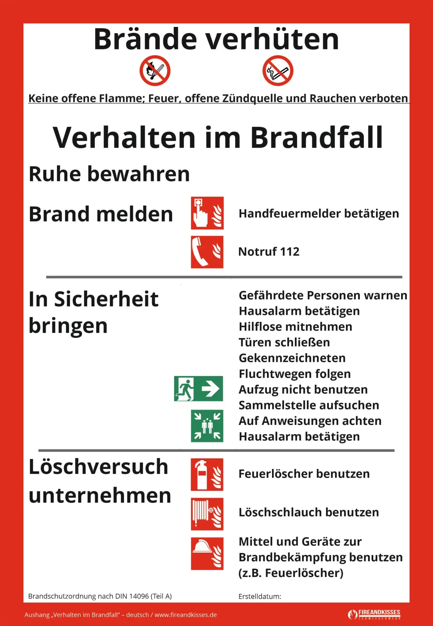 Kostenloser download: brandschutzhinweise nach din 14096 (teil a)