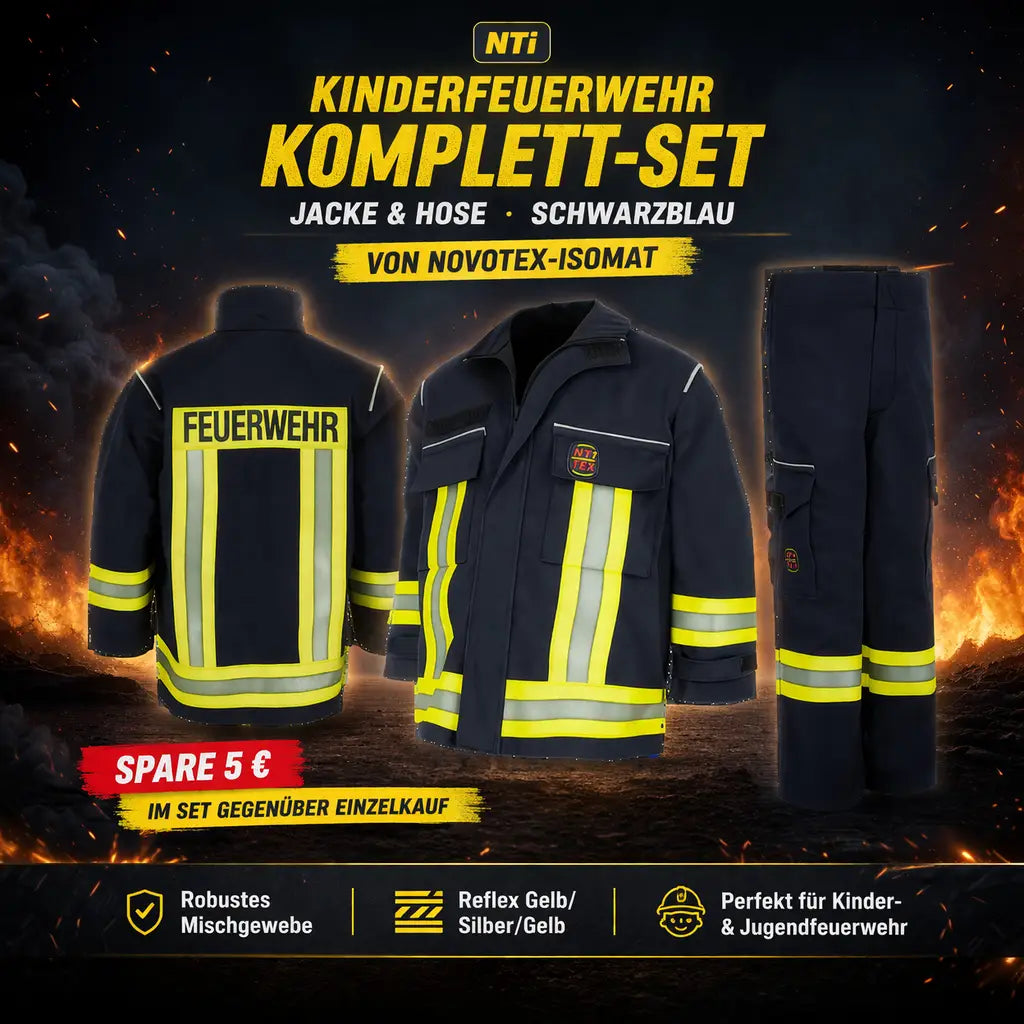 Nti kinderfeuerwehr set schwarzblau – jacke & hose jetzt als bundle erhältlich