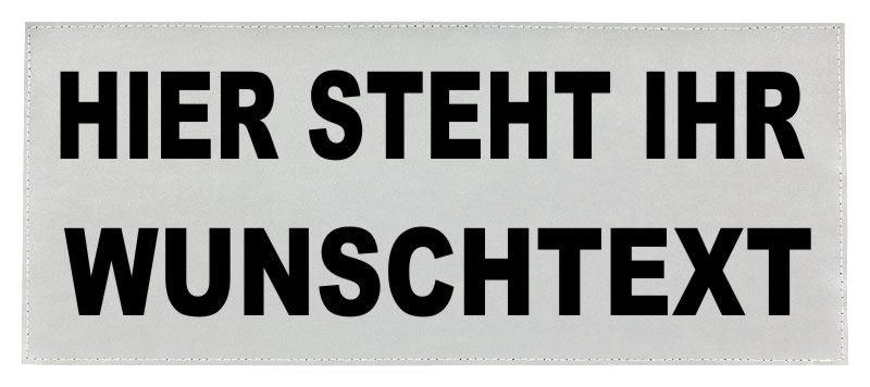 Reflexschild Rückenschild Wunschtext Silber matt 38 x 16 cm