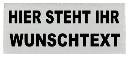 Reflexschild Rückenschild Wunschtext Silber matt 38 x 16 cm