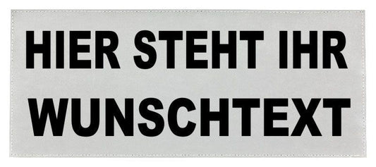 Reflexschild Rückenschild Wunschtext Silber matt 38 x 16 cm