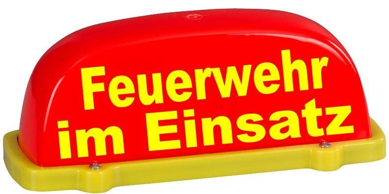 Dachschild City - leuchtrot - ’Feuerwehr im Einsatz’- unbeleuchtet - Dachaufsetzer - Magnetschild