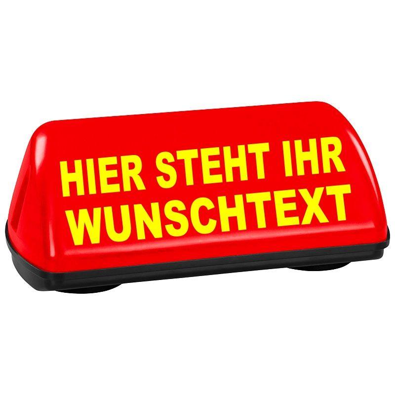 Aerodynamischer Dachaufsetzer SPEED von Paco – Leuchtrot mit WUNSCHTEXT - Magnetschild