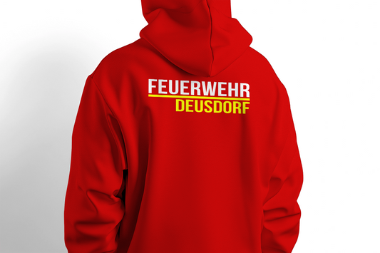 Fireandkisses - Feuerwehr-Hoodie Model Deusdorf in rot – Komfort & Funktion für Einsatz und Freizeit