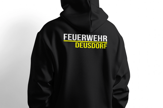 Fireandkisses - Feuerwehr-Hoodie Model Deusdorf in schwarz – Komfort & Funktion für Einsatz und Freizeit