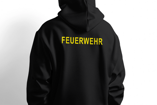 Fireandkisses - Feuerwehr-Hoodie Schwarz – Komfort & Funktion für Einsatz und Freizeit