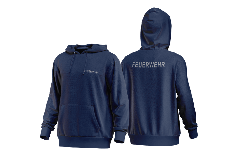 Fireandkisses - Feuerwehr-Hoodie Navy – Komfort & Funktion für Einsatz und Freizeit - XS / Silber-Reflex - Hoodie