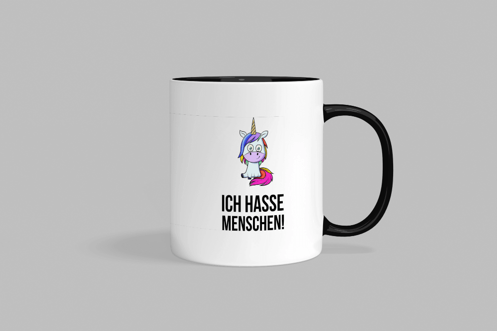 Fireandkisses Fun-Tasse ’Ich hasse Menschen’ - Schwarz - Tasse