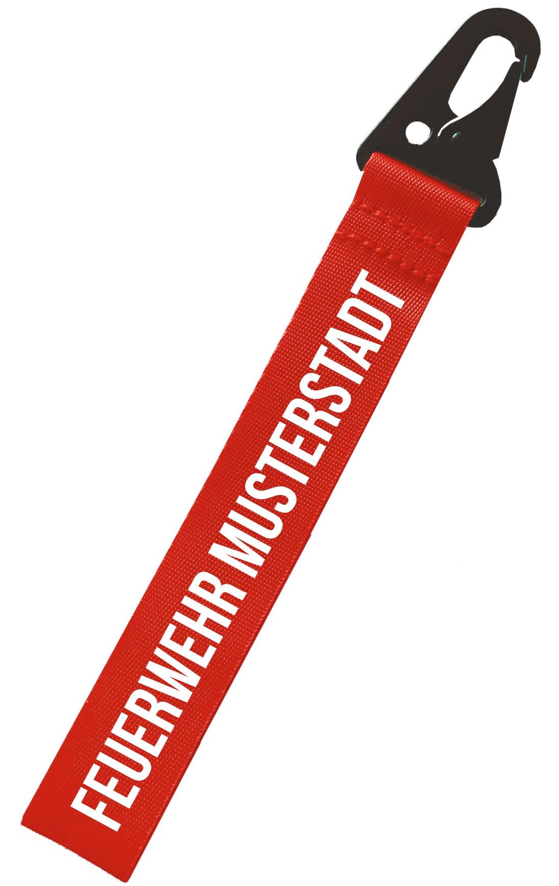 Feuerwehr-Schlüsselanhänger mit individueller Bedruckung - Weiß / Einseitig Feuerwehr & Ortsname