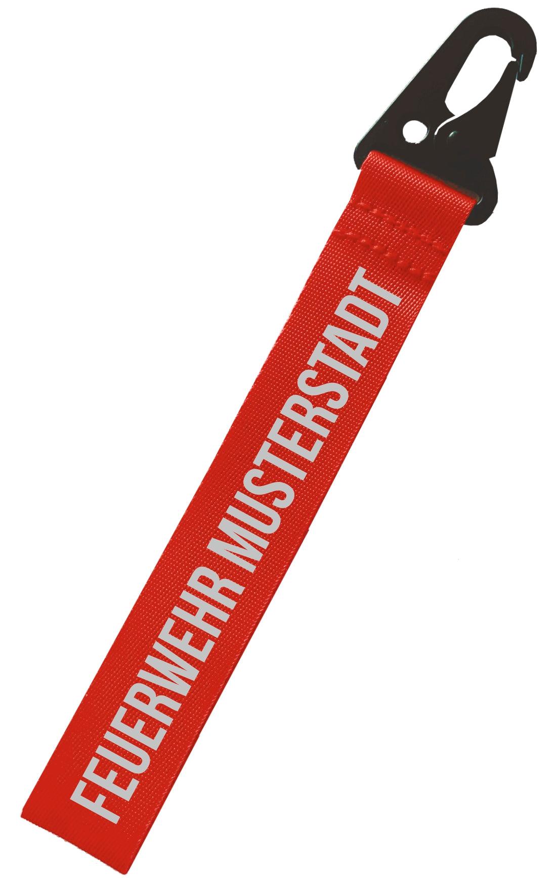 Feuerwehr-Schlüsselanhänger mit individueller Bedruckung - Reflex Silber / Einseitig Feuerwehr & Ortsname