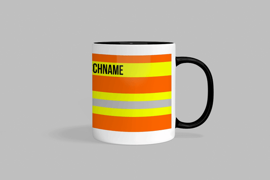 Feuerwehr-Tasse Orange ’Wunschtext’ - Schwarz - Tasse