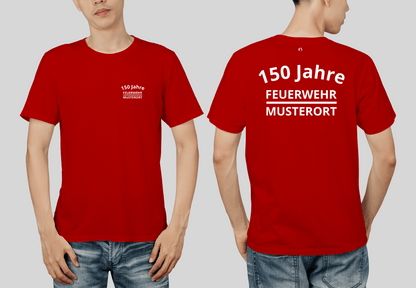 Fireandkisses Feuerwehr-Jubiläums-T-Shirt – XXX Jahre DEINE FEUERWEHR! - Rot / XS