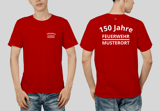 Fireandkisses Feuerwehr-Jubiläums-T-Shirt – XXX Jahre DEINE FEUERWEHR! - Rot / XS
