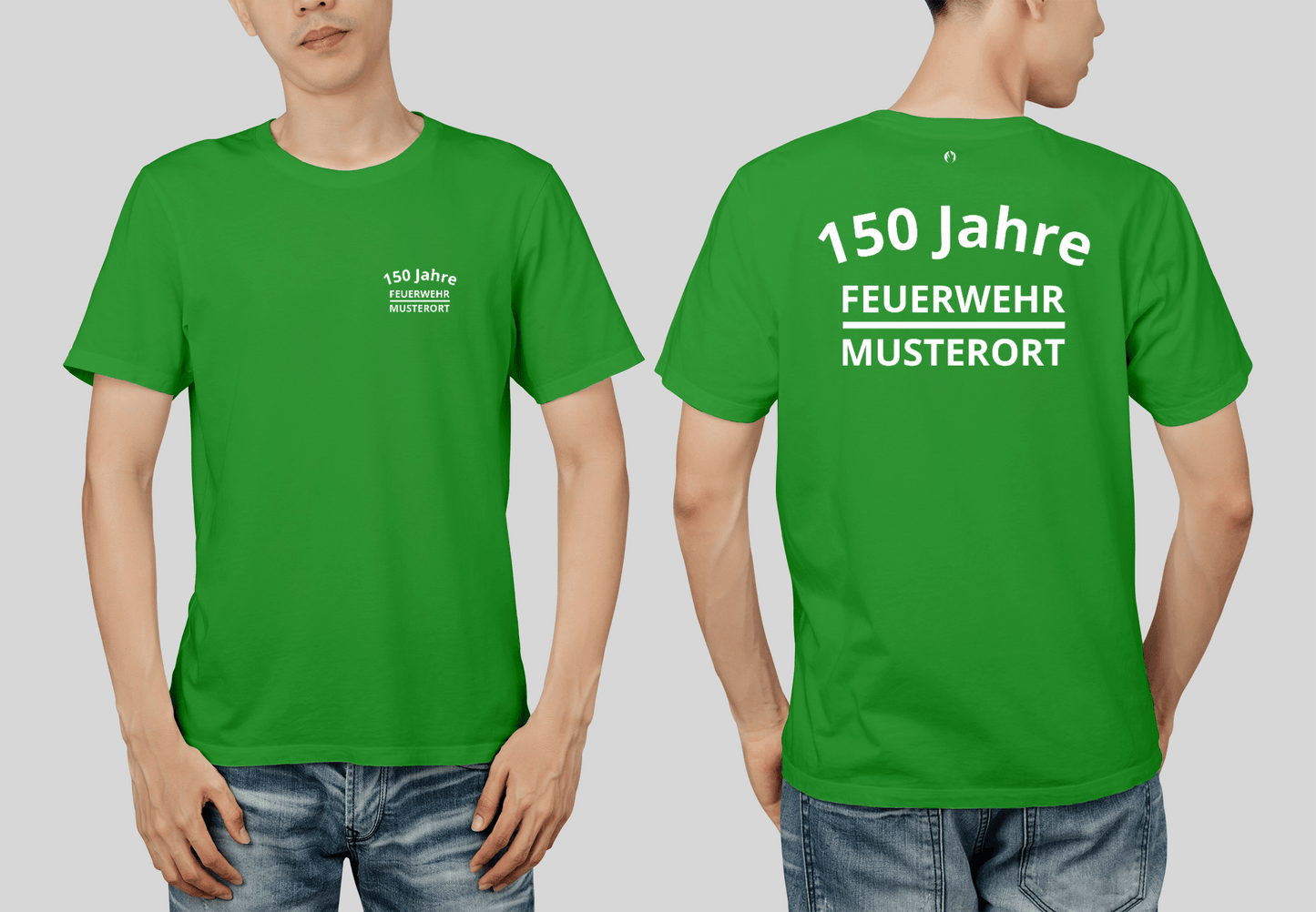 Fireandkisses Feuerwehr-Jubiläums-T-Shirt – XXX Jahre DEINE FEUERWEHR! - Grün / XS