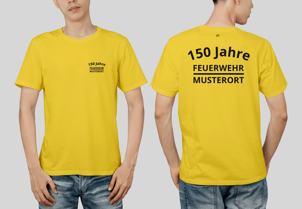Fireandkisses Feuerwehr-Jubiläums-T-Shirt – XXX Jahre DEINE FEUERWEHR! - Gelb / XS