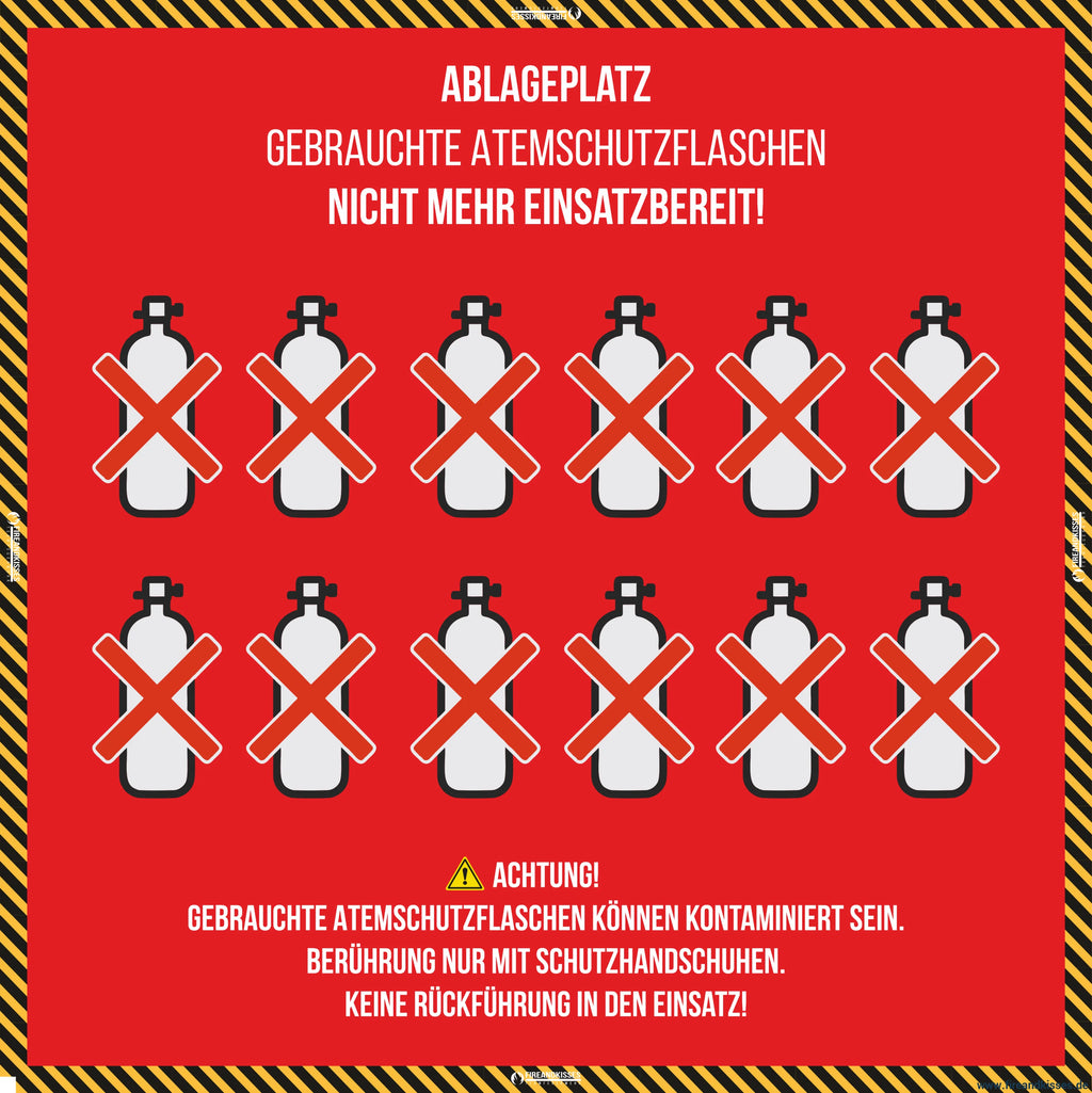 Ablageplane für gebrauchte atemschutzflaschen - atemschutzflaschen