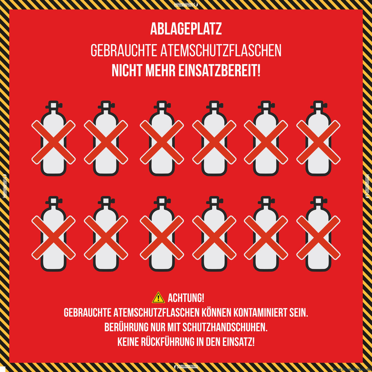 Ablageplane für gebrauchte atemschutzflaschen - atemschutzflaschen