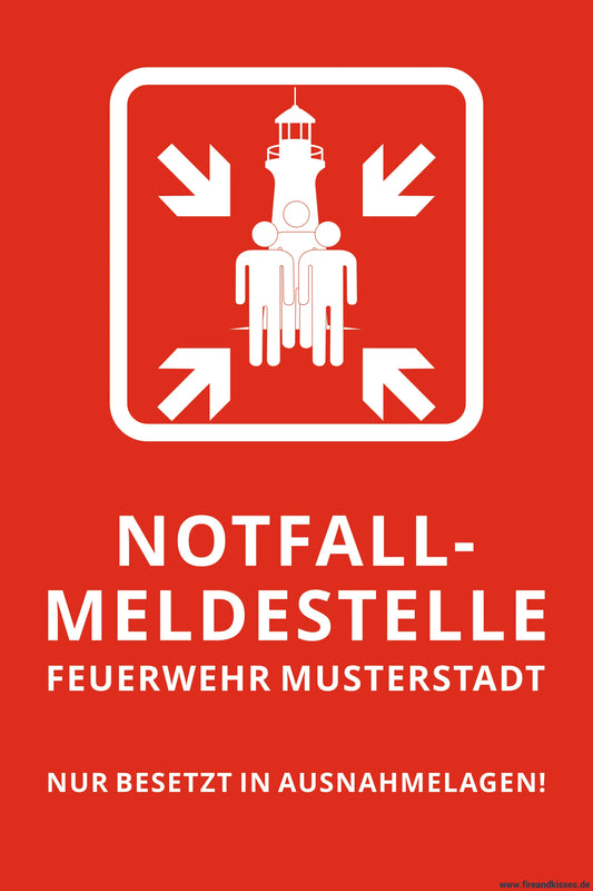 Aludibond Schild Notfall-Meldestelle Feuerwehr 900x600mm inkl. Edelstahl-Befestigung