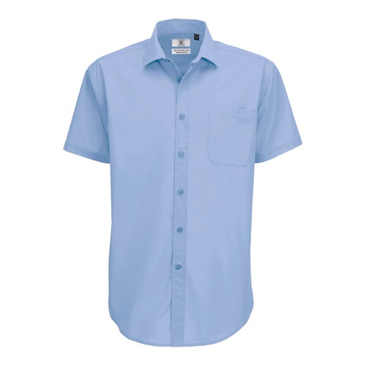 B&c oxford ssl/men shirt – kurzarm businesshemd hellblau | restposten größe m