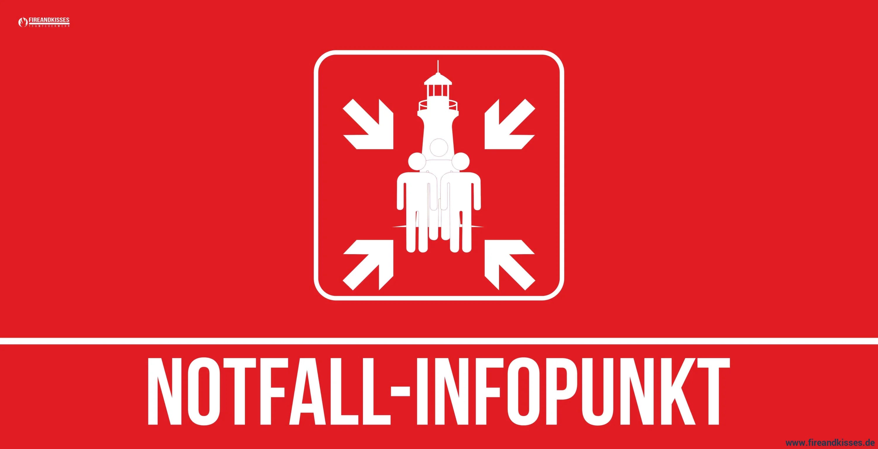 Bauzaunbanner notfall-infopunkt standard sammelstelle feuerwehr blackout stromausfall - notfall-infopunkt standard