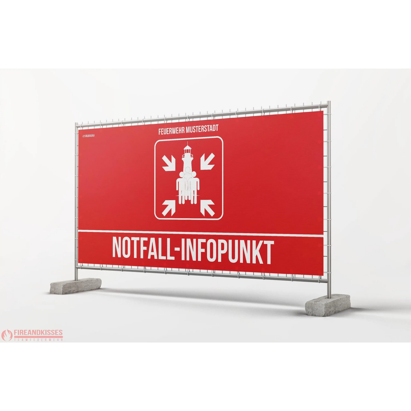 Bauzaunbanner personalisiert notfall-infopunkt standard sammelstelle feuerwehr blackout stromausfall - notfall-infopunkt