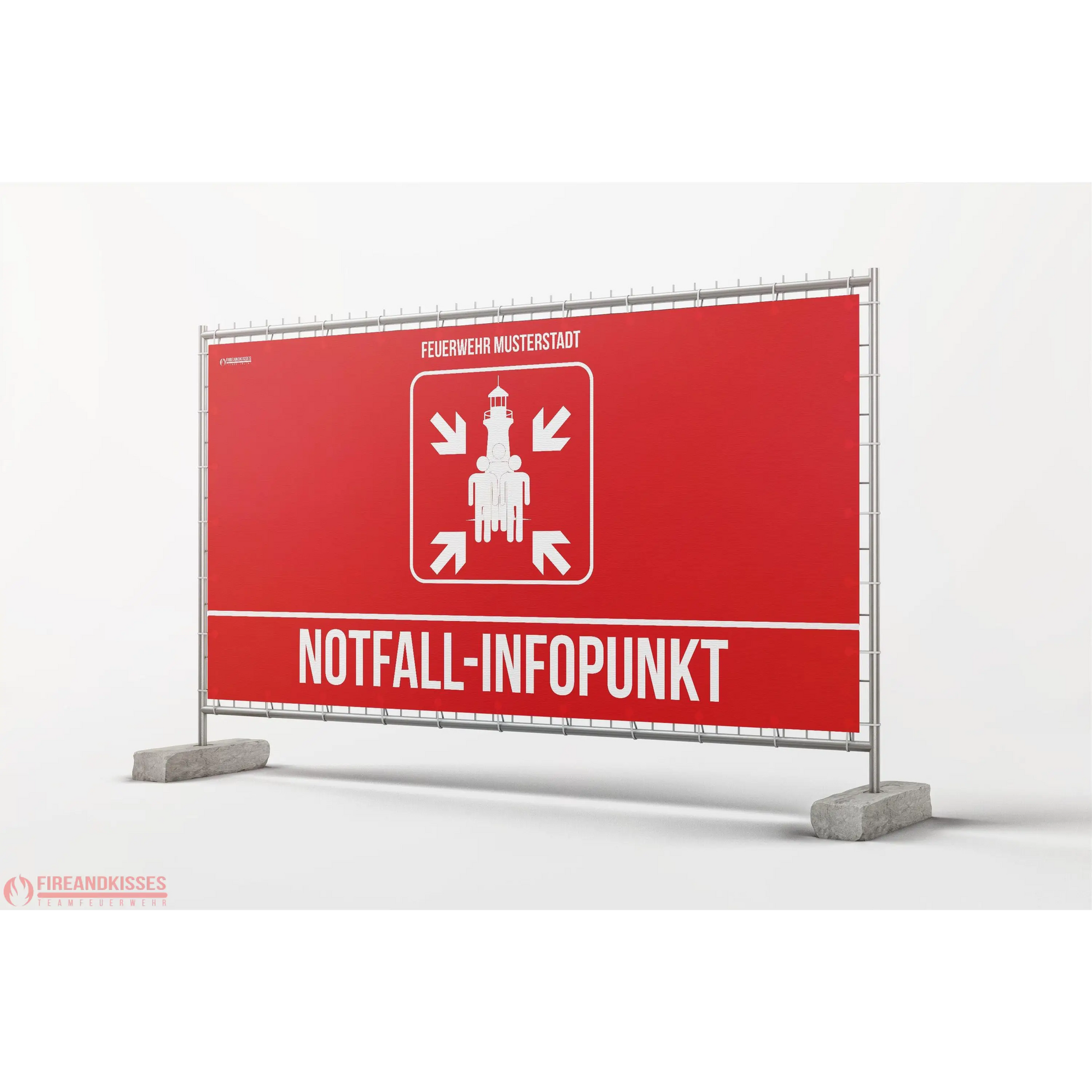 Bauzaunbanner personalisiert notfall-infopunkt standard sammelstelle feuerwehr blackout stromausfall - notfall-infopunkt