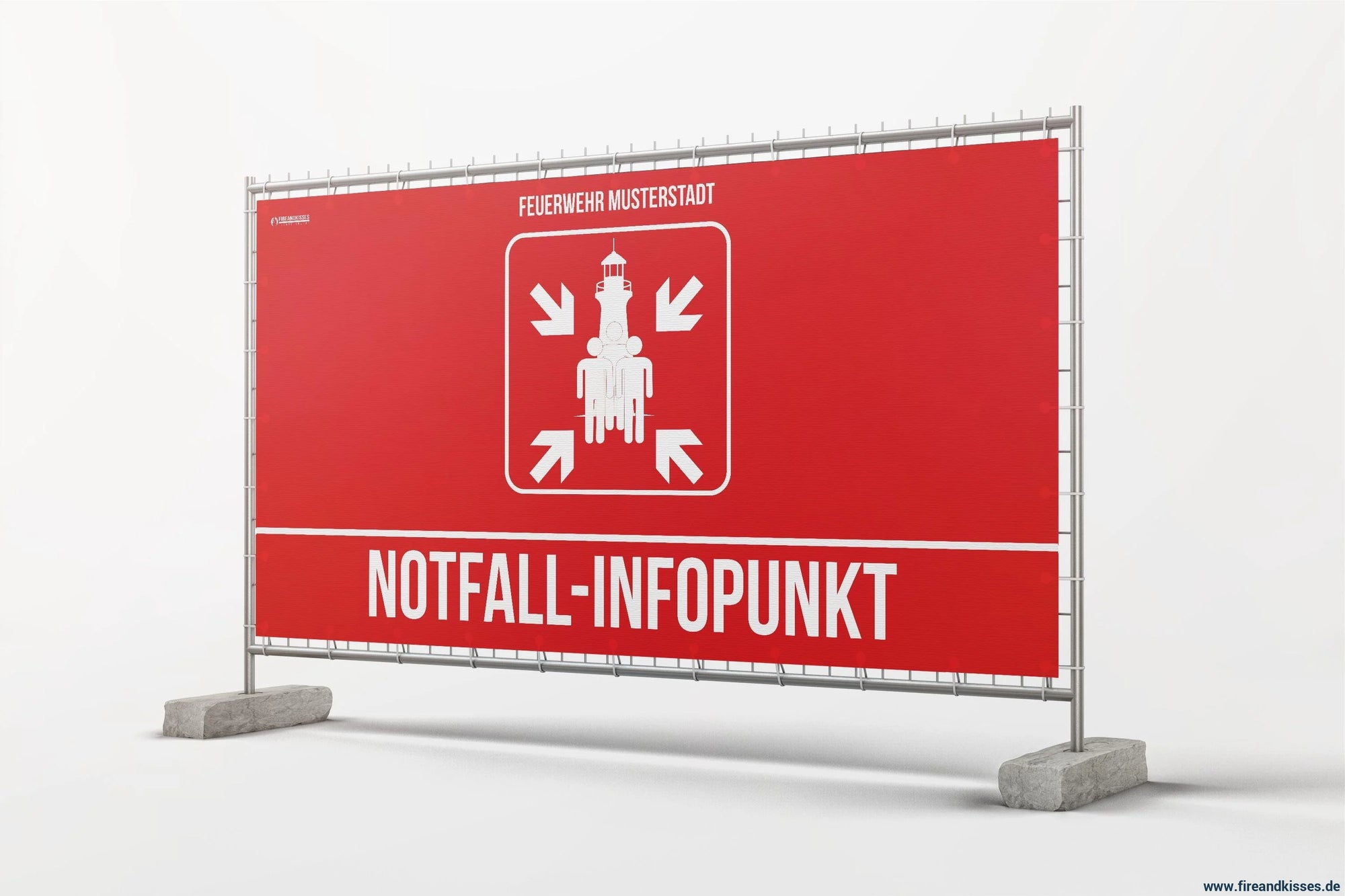 Bauzaunbanner personalisiert notfall-infopunkt standard sammelstelle feuerwehr blackout stromausfall - notfall-infopunkt