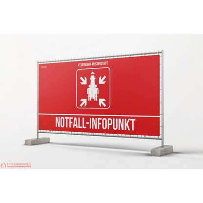 Bauzaunbanner personalisiert notfall-infopunkt standard sammelstelle feuerwehr blackout stromausfall - notfall-infopunkt