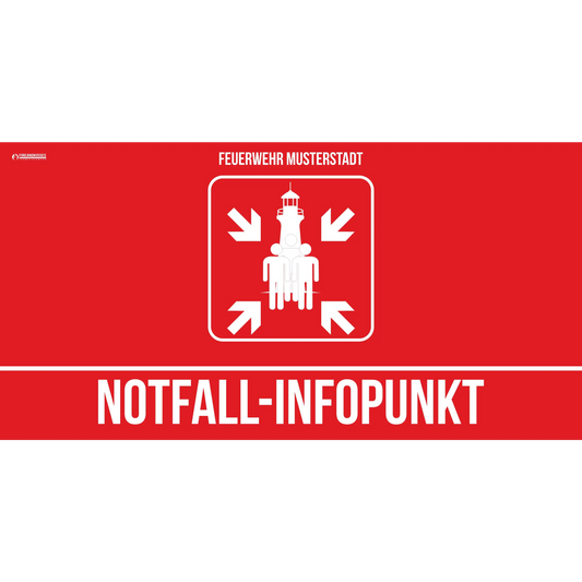 Bauzaunbanner personalisiert notfall-infopunkt standard sammelstelle feuerwehr blackout stromausfall - notfall-infopunkt