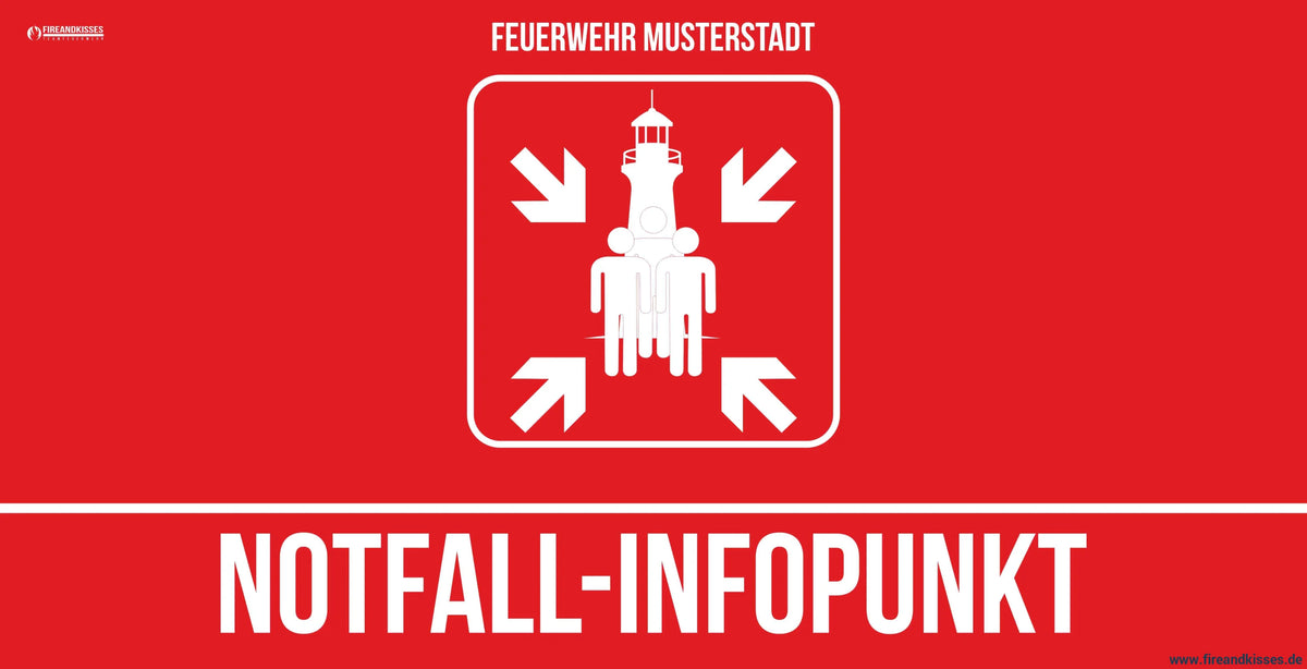 Bauzaunbanner personalisiert notfall-infopunkt standard sammelstelle feuerwehr blackout stromausfall - notfall-infopunkt