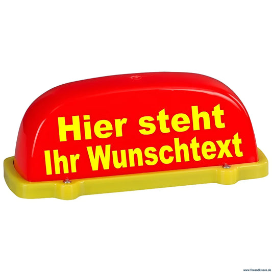 Dachschild city – leuchtrot mit wunschtext (unbeleuchtet) - magnetschild city wunschtext